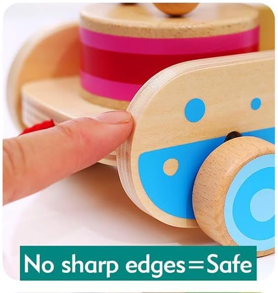 Baby Gift Wooden Toddler Pull Toy, Crocodile Drum Tapping Children's Toy, Baby dragging and Learning to Walk, Rope Traction Rope Crawling for Toddlers Ages 1+ - Image 6