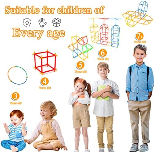 RAINBOW TOYFROG Straw Constructor Toys Stem Building Toys - 300 Pcs Connectors Toy Building Sets Kids Toys for Boys & Girls - Straw Building Set Engineering Kit - Autism Toy STEM Games - Image 6