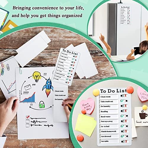 4 Pieces Chore Chart for Kids to Do List Chores Boards Plastic RV Checklist Boards Memo Detachable Message Checklist Slider Schedule Planning Chart with 8 Cardstock for Check Items(White) - Image 3