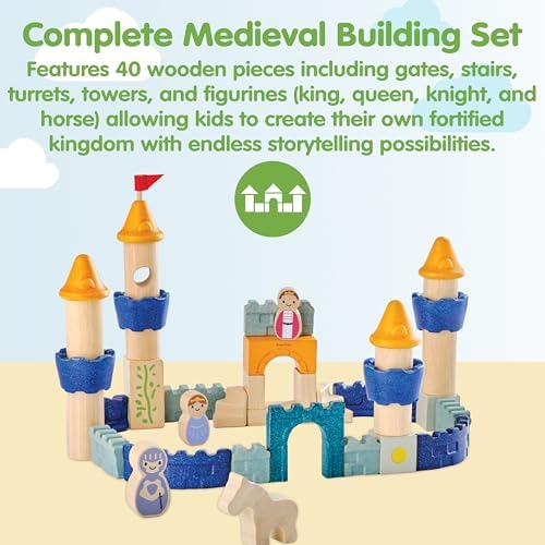 PlanToys® Castle Blocks Wooden Montessori Building & Imaginative Kids Play - Image 2