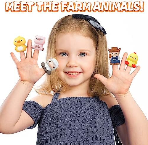 20 PCS Farm Animal Barn Playset & Finger Puppets,Farm Toys for Toddlers 1-3 - Image 4