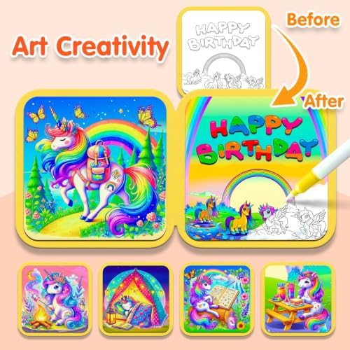 ZHOC Reusable Water Painting Books for Kids – Magic Water Reveal Coloring Books with Water Pens (Unicorn) No-Mess Coloring Book Fun Travel Activity for Ages 3 4 5 6 7 8 - Image 6
