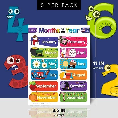 FoldCard Months of the Year Chart Educational Poster 8.5x11 5pk - Image 2