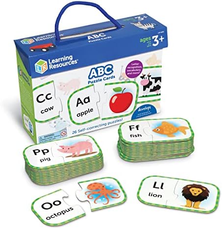 Learning Resources ABC Puzzle Cards, Kindergarten Readiness, Self Correcting Puzzles, Alphabet Learning Games, Puzzles for Toddlers, Ages 3+ by LearningResources