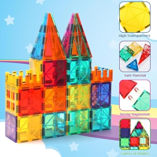 OugerToy 32-Pack Magnetic Tiles–Rainbow Builder Set - Image 2