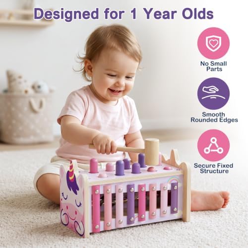 Wooden Montessori Toys for 1 Year Old, 1st Birthday Gift for Girls 1-3 - Image 3