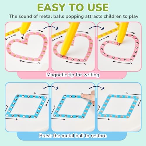 GAMENOTE Magnetic Shapes Lines Tracing Board Double Sided, Pencil Control - Image 4