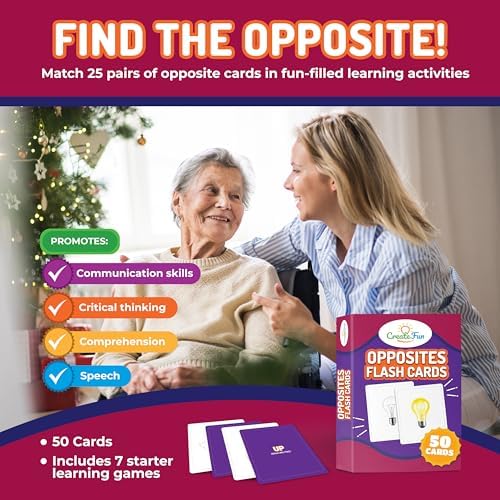 CreateFun 100 Go Together Opposites Flash Cards Set - Gifted Kids Learning - Image 4