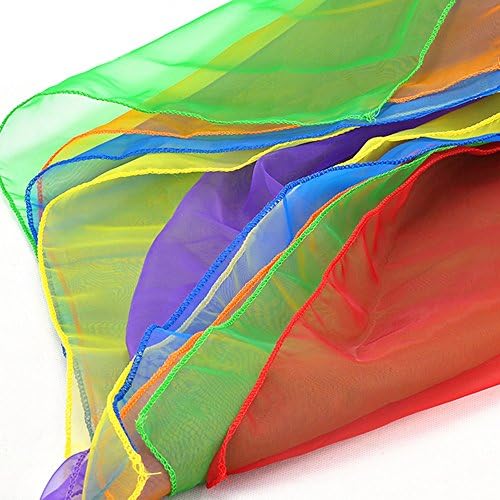 yueton 12pcs Colorful Hemmed Square Rhythm Band Scarves Juggling Dance Scarves - Image 4