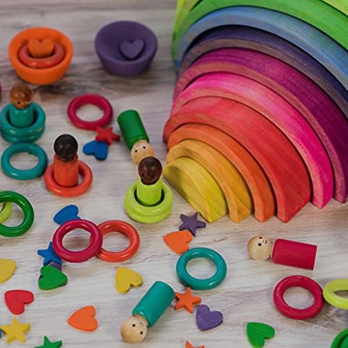 Large Wooden Rainbow Stacker Arches, 2 Packs of 12 pcs., Natural and Unfinished Stacking Rainbow, by Woodpeckers - Image 3