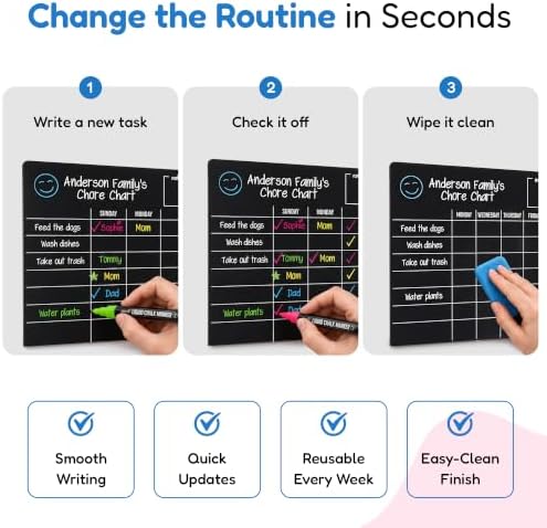 Magnetic Dry Erase Chore Chart for Adults & Kids, 17" x 12" - Black - Image 6