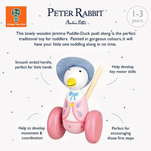 Orange Tree Toys Jemima Puddle-Duck Push Along | Hand Painted Colorful Wooden Toy for Toddlers Age 12m+, Sustainably Made, Perfect for Encouraging First Steps and Developing Key Motor Skills - Image 2