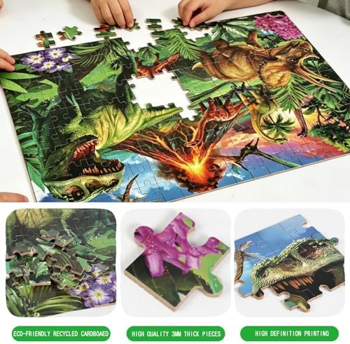 Puzzles for Kids Ages 5-8,6-10 Year Old,200 Piece Dinosaur Jigsaw Puzzle for Toddler Children Learning Educational Puzzles Toys for Boys and Girls - Every Piece is Unique - Image 2