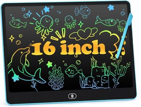 LCD Writing Tablet for Kids, 16 Inch Doodle Board Drawing Pad, Blue by cimetech