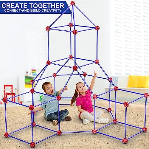 V-Opitos 180 Pack Fort Building Kits for Kids Age 4, 5, 6, 7, 8+ Years Old, Creative STEM Building Toys for DIY Castles, Tunnels, Play Tent, Ideal Christmas, Birthday Gifts for Boys & Girls - Image 3
