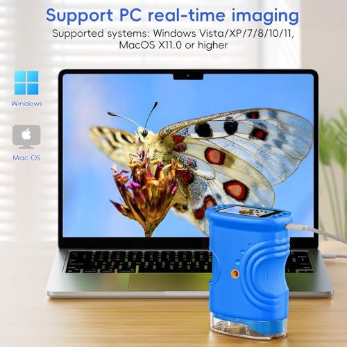 Temodu Kids Microscope 2.0" Screen 1000X Digital Microscope for Kids, Mini Pocket Handheld Microscopes for Children Birthday Festival Gift, Science Education Fun Toys for Boys Girls Ages 4-12 (Blue) - Image 5