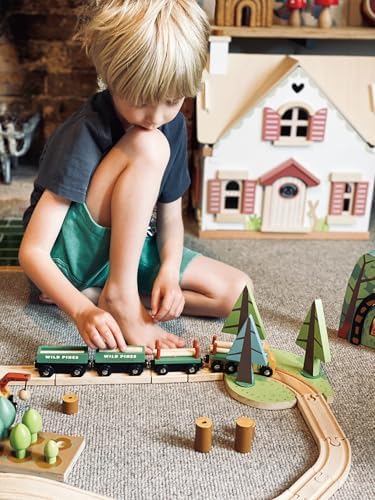 Tender Leaf Toys - Wild Pines Train Set - Stunning Wooden Lumberjack Style Toy Train Set for Age 3+ - Image 6