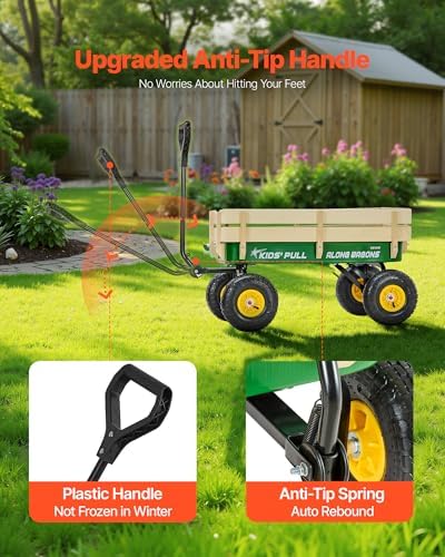 VEVOR 39 inch Pull Along Kids Wagon, Red Rolling Cargo Toy Wagons for Kids, Outdoor Utility Cart for Garden Beach Camping with All Terrain Wheels for Child Present, Supports up to 330 lbs - Image 5