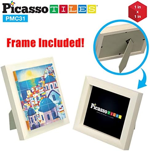 PicassoTiles 6-in-1 World Famous Painting Puzzles Magnetic Cubes Toy_Building_Block, Spain Park Guell, Paris Eiffel Tower, Greece Santorini & More for Kid, Educational Art for Boys and Girls - Image 5