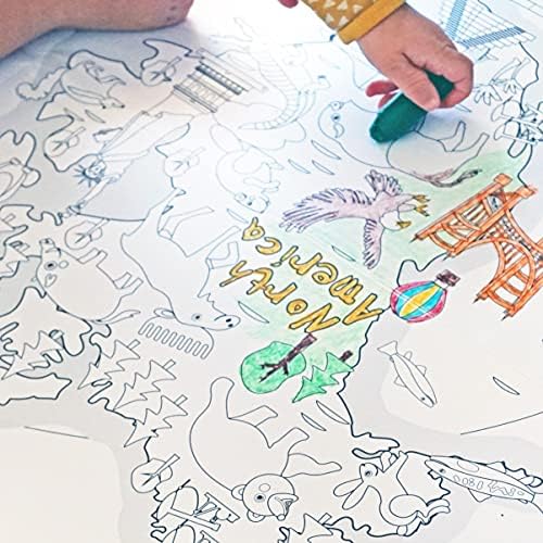 Dekali Designs Kids World Map Coloring Poster - 35 x 52 Inches Jumbo Coloring Poster With World Flags for Classroom, Home, Birthday Parties or Other Events - Image 5