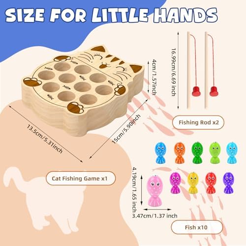 Wooden Magnetic Fishing Game for Toddlers 2-4, Montessori Sensory Busy Board Educational Learning Fine Motor Skills Toys for 2 3 4 Years Old Boys Girls - Image 3