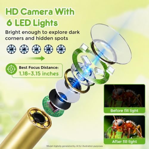 Toy Borescope Camera for Kids - STEM Science Educational Toy for 4 5 6 7 8 9 10 Years Old Kids Birthday Gift, 2.4‘’ Kid Scope Camera for Outdoor Adventures & Nature Discovery (Green) - Image 3