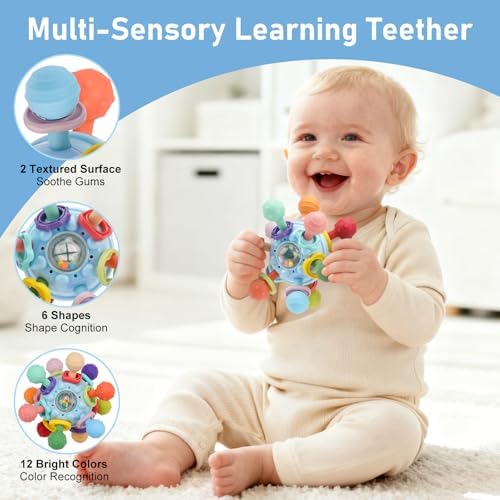 2 Pack Baby Teething Toys 0-6 6-12 Months, Silicone Teether Mitten & Ball - Image 5