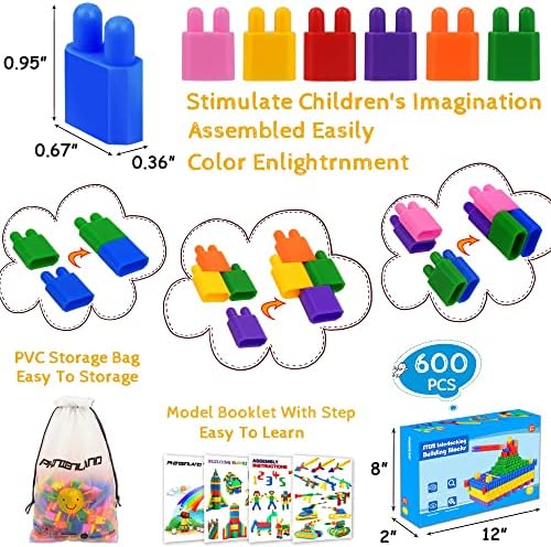 FUBAODA Kids 600pcs Set Building Blocks Construction Toy - Learning Playset STEM Educational Kit Child Branin Development Preschool Kindergarten Toy - Image 3