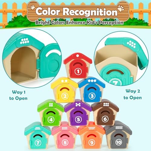 Aigybobo Learning Toys for Toddlers 1 2 3 Year Old, 20 Pcs Pet Dog Toys for Kids, Animal Counting Matching Sorting Fine Motor Educational Playset, Puppy Gifts for Baby Boys Girls Age 12-18 Months - Image 4
