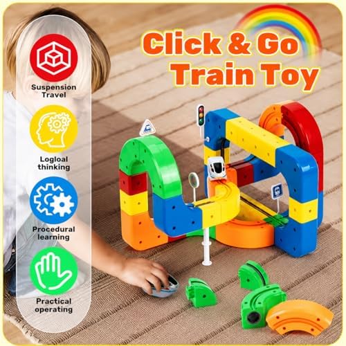 Electric Train Track Set for Kids 3 4 5 6 7 8 Years Old, 3D Flexible Race Track Building Toy with Motorized Train, Modular STEM Learning Toy for Boys and Girls (81Pcs) - Image 5
