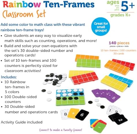 Learning Resources Rainbow Ten-Frames Classroom Set, 140 Pieces - Math Tools for Students Ages 5+, School Supplies and Teacher Resources, Classroom Supplies - Image 6