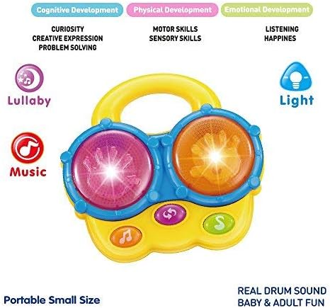 WEofferwhatYOUwant Baby Bongo Drums – Realistic Bongo Sounds for Babies 6+ Months with Lights, Cat & Dog Effects, 3 Play Modes, BPA-Free, Batteries Included, Travel-Ready Educational Gift for Toddlers - Image 2