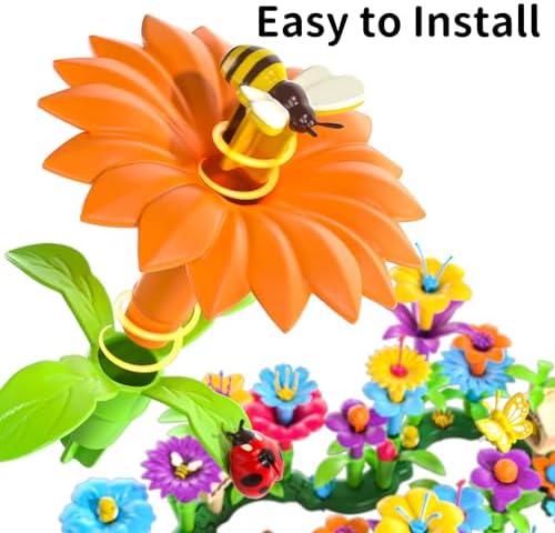 TEMI 224 PCS Flower Garden Building Toys for Girls Toys, Educational STEM Toy and Preschool Garden Play Set for Toddlers 3 4 5 6 7 8 Year Old Kids Boys Girls, Flower Stacking Toys for Kids Age 3-8 - Image 5