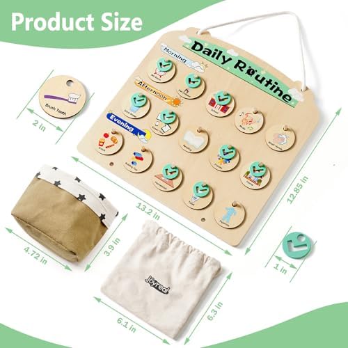 Wooden Visual Schedule for Kids 3-6 Year Old - Three Rows Hanging Daily Schedule Chart for Home & Classroom - Morning Bedtime Routine Chart Chore Reward Chart for Toddlers - Autism Learning Materials - Image 6