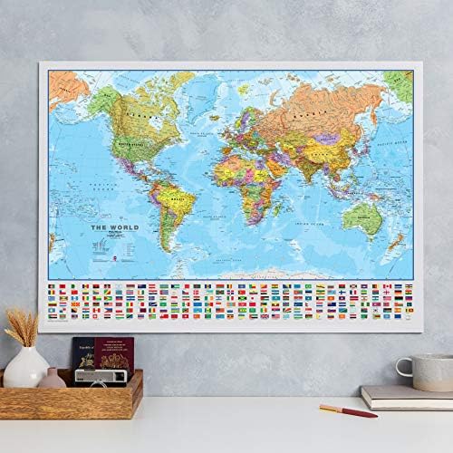 Large World Wall Map Political - with flags - 33 x 47 in - Image 2
