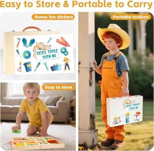 Kids Tool Set with Electric Drill, Montessori Wooden Toys for Boys Girls 3+ - Image 6