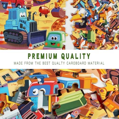 100 Piece Puzzles for Kids Ages 4-6 6-8 8-10, 100 Piece Construction Site Learning Educational Jigsaw Puzzles, Vehicle Kids Puzzles Ages 5-8 Gifts for Girls Boys - Every Piece is Unique - Image 7