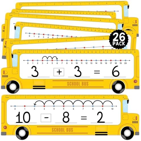 Number Line Dry Erase Boards Cards, 26 Pack 4x14 School Bus by BrightenKidz