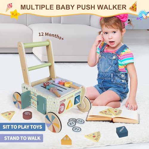 3 in 1 Wooden Baby Walker, Montessori Push Walker for Babies 10-12 Months - Image 2