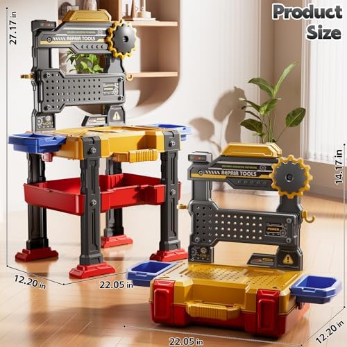 2 in 1 Workbench Tools Toys Set with Sound for Toddlers Aged 3-5 - Image 6