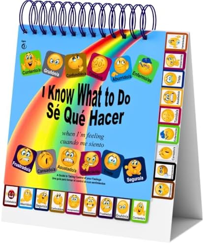 Thought-Spot I Know What to Do Flipbook (Sp/Eng) | Emotions Wheel & Feelings Chart | Emotional Regulation Tool Home, Class, or Calm Down Corner | Helps Kids Learn Coping Skills | Autism Must-Have by PositiveParening