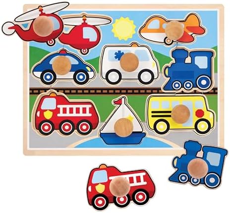 Melissa & Doug Vehicle Jumbo Knob Puzzle, Wooden Peg Puzzle for Toddlers, Educational Toy for Shape Recognition and Fine Motor Skills, Ages 1+ by Unknown