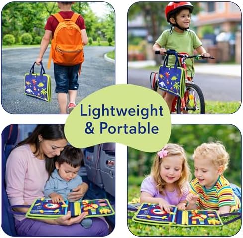 Montessori Busy Book for Toddlers 1-3 – Busy Book for 1 Year Old, Sensory Busy Board with Zipper, Buckle, Velcro & Lacing, Fine Motor Skills, Hand-Eye Coordination, Travel Toy, Gift for Boys Girls - Image 6
