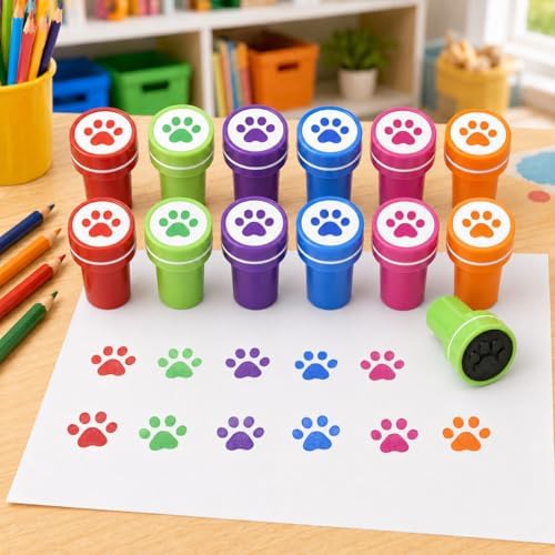Cinrobiye 24 Pcs Pet Paw Stampers Party Favor Set, Cute Animal Paw Print Stamps for Kids Birthday Party, Classroom Rewards, Carnival Prizes, Goody Bag Fillers, Pet Lover Party Supplies - Image 4