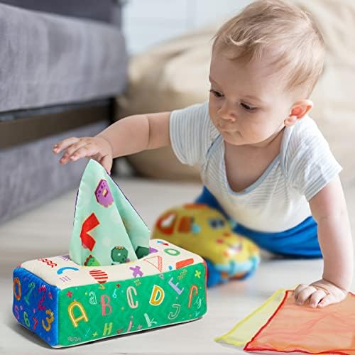URMYWO Baby Tissue Box Toy, Montessori Baby Toys for 6-12 Months 1 Year Old Boy Girl, Soft Crinkle Sensory Toys for Infant Toddlers, Stocking Stuffers, Baby Boy Girl Gifts - Image 6