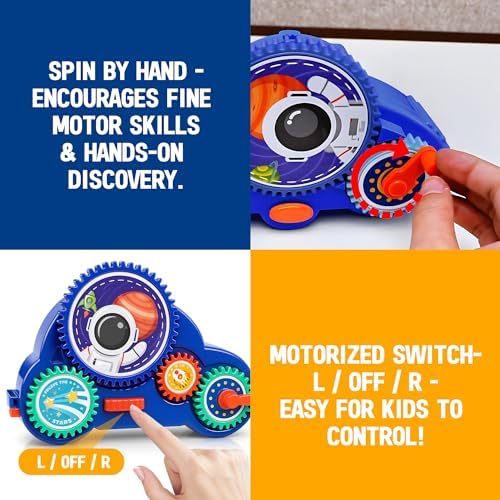 Motorized Spinning Gear Building Toys for Kids, Space Rocket STEM Construction Set, Educational Interlocking Building Blocks Puzzle | Gear Toys for Toddlers Ages 3-8 - Image 4