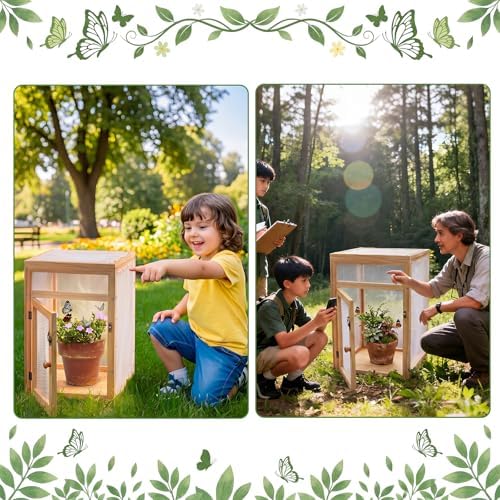Bucherry Wooden Butterfly Habitat Cage Monarch Caterpillar Enclosure, 15.7" - Image 5