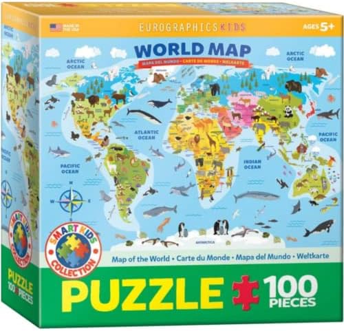 EuroGraphics Illustrated Map of The World 100-Piece Puzzle by EuroGraphics