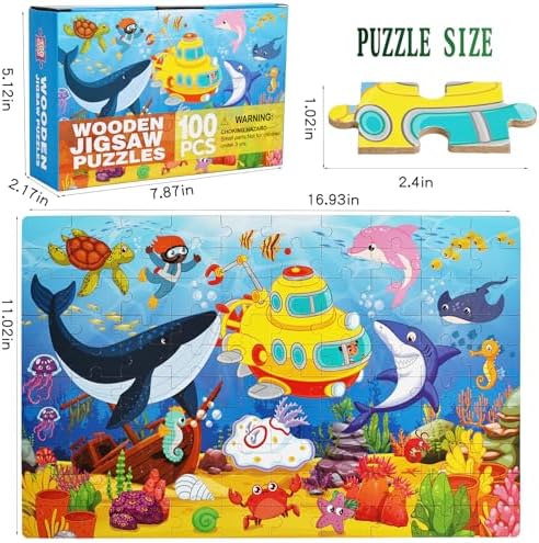 100 Piece Puzzles for Kids Ages 4-6 - Puzzles Ages 6-8 Year Old - Toy for Learning Ocean Animals for 8-10 yo - Jigsaw Toddler Game for Boy and Girl Ag - Image 6