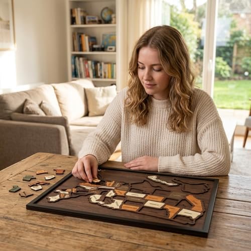 Wooden USA Travel Map Puzzle, Educational Geography Learning Tool, Interactive United States Map, Durable WoodenPuzzle Frame, Home Learning Activity, Detailed State Pieces with Capital Cities - Image 7